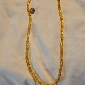 Elegant Beaded Necklace in Gold and Orange
